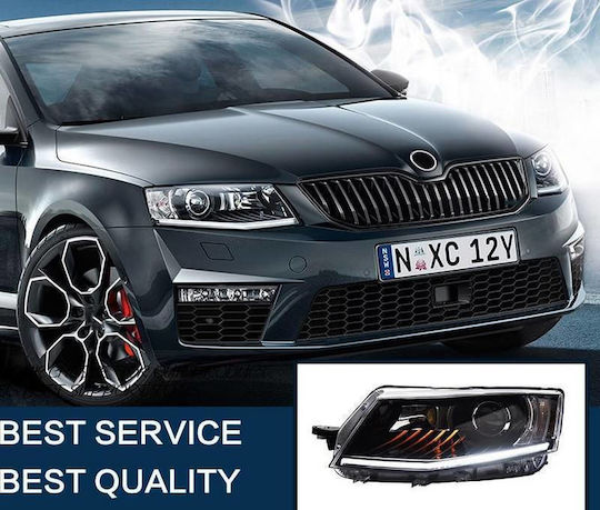 Μπροστινά Φανάρια Set Skoda Octavia Mk3 2014-2017 Drl Μαύρα Carner