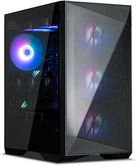 Z9 Iceberg MS Gaming Midi Tower Computer Case with Side Window and RGB Lighting Black