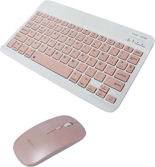 Aoas AS-110 Ασύρματο Bluetooth Σετ Πληκτρολόγιο & Ποντίκι Αγγλικό US Beige