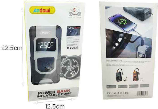 Andowl Τρόμπα Αυτοκινήτου Power Bank Inflatable Pump 150PSI Επαναφορτιζόμενη με Μπαταρία 12V
