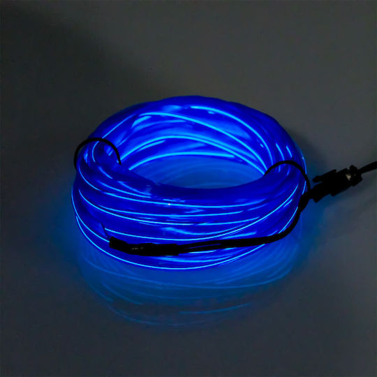 Led Εύκαμπτο Φωτιζόμενο Καλώδιο Neon 5m 12v Usb Μπλε Φωτισμό Εσωτερικό Αυτοκινήτου W14677