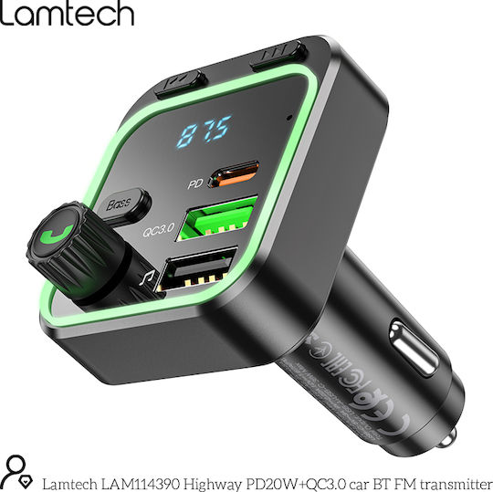 Lamtech FM Transmitter Αυτοκινήτου mit USB / Bluetooth