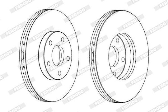 Ferodo Ventilated Brake Disc Set Front Ford Tourneo Transit Connect 1.8/1.8d 06.02-12.13 Diameter 278mm Thickness 24mm 5 Holes