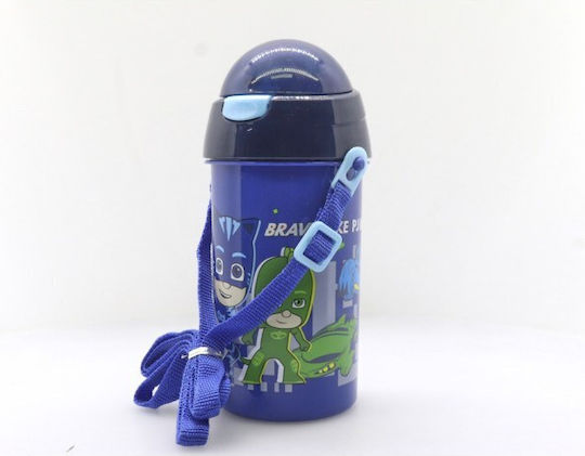 Diakakis Пластмасова Детска Бутилка За Вода PJ Masks със Сламка Светлосин 500ml