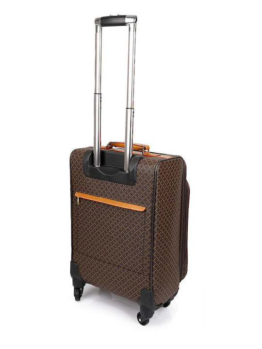 La tour Eiffel Mittlerer Stoff-Reisekoffer Braun mit 4 Rädern Höhe 59,5 cm