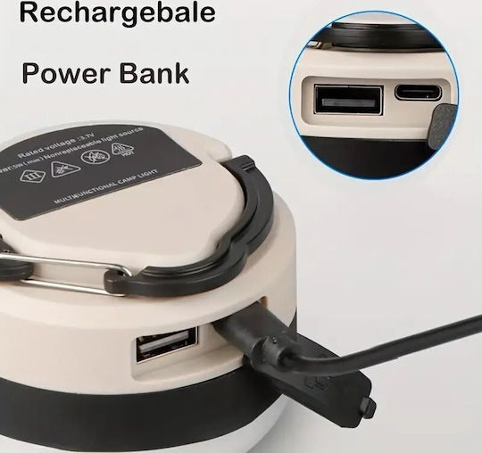 YD2310 Λάμπα Led Επαναφορτιζόμενη για Camping με Φακό & Powerbank