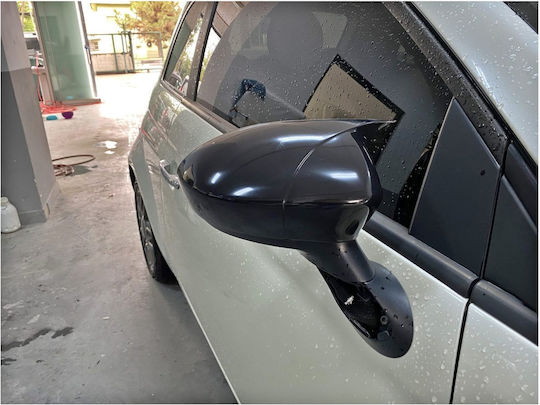 Set 2 Capace Oglindă Stil Batman Fiat 500 500x Punto Linea Culoare Negru Pian Negru Lucios Instalare Ușoară Rezistent la UV Material Premium