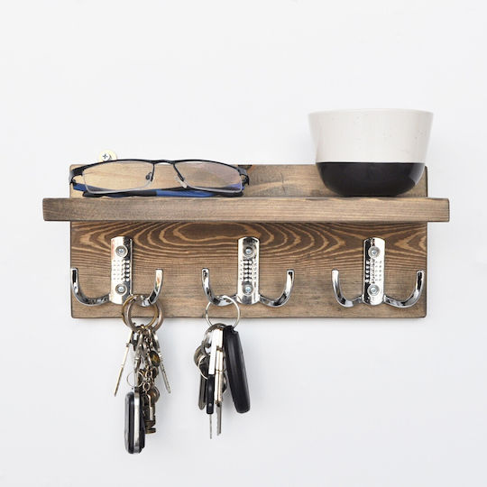 Wooden Wall Hanger 6 Hooks 30x11x13cm Wooden Wall Hanger 6 Hooks 30x11x13cm