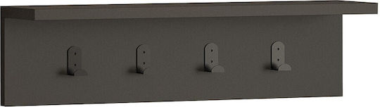 Asir Group Wooden Wall Hanger 4 Hooks Brown 14x60cm
