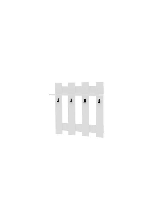 Asir Group Wall Hanger Wooden 4 Hooks White 70x18x70cm