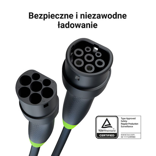 Green Cell Καλώδιο Φόρτισης 7m Type 2 - Type 2 EVKABGC02