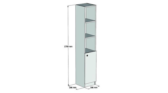 Megapap Badezimmersäule Boden H30xB29.6xH170cm Weiß