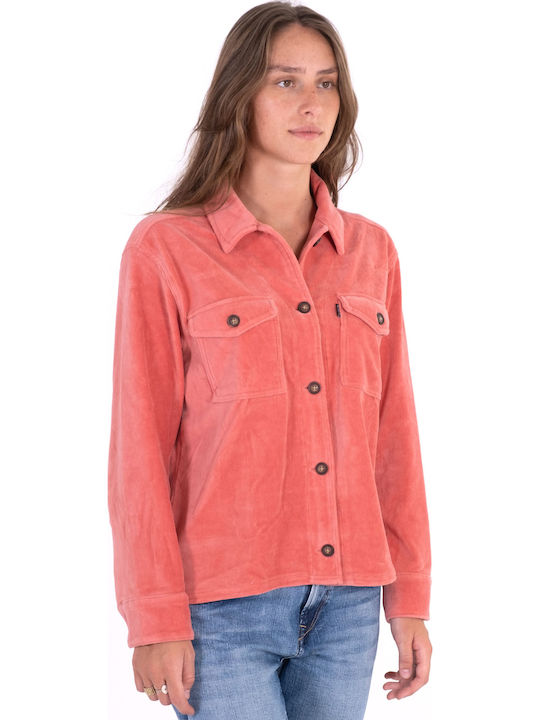 Long Sleeve Women's Corduroy Shirt Faded Pink