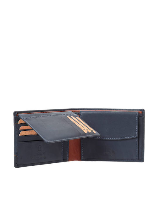 Leather Men's Wallet Classic with RFID Blue
