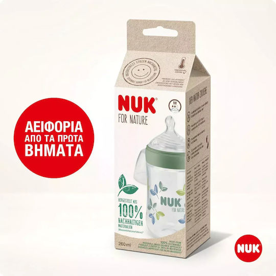 Nuk Plastic Baby Bottle Nature Sense Against Anti-Colic with Silicone Nipple for 0+, 0+ m, months Green 260ml
