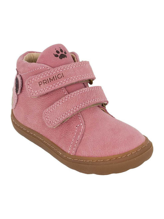 Anatomic Leather Kids Boots Barefoot with Hoop & Loop Closure Pink