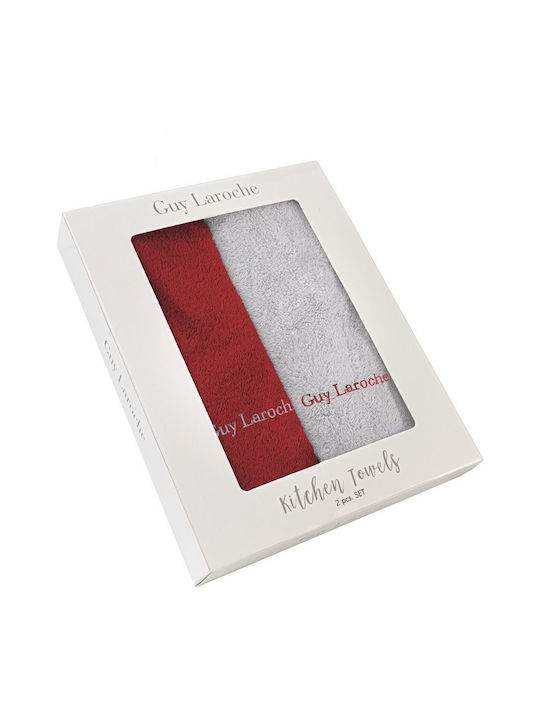 Guy Laroche Gourmet Set 18 Πετσέτα Κουζίνας Grey - Red 50x35cm 2τμχ