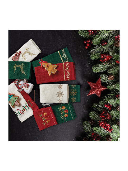 Das Home Christmas Collection Tea Towel from 100% Cotton in Ecru Color 40x60cm 2pcs