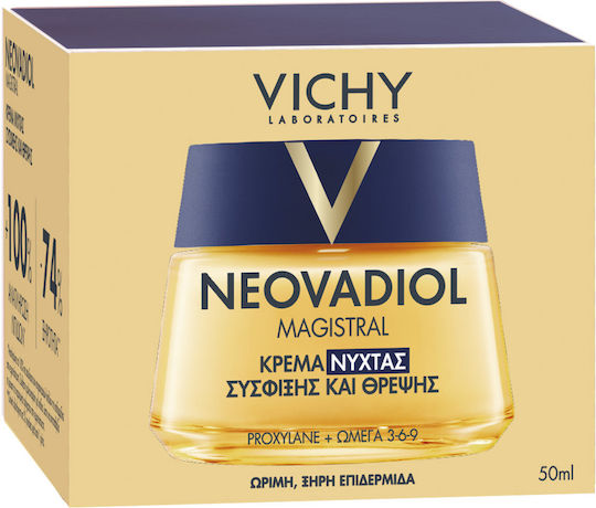 Vichy Neovadiol Replenishing Firming Cremă de Față de Noapte pentru Hidratare, Anti-îmbătrânire și Tonifiere cu Acid Hialuronic 50ml