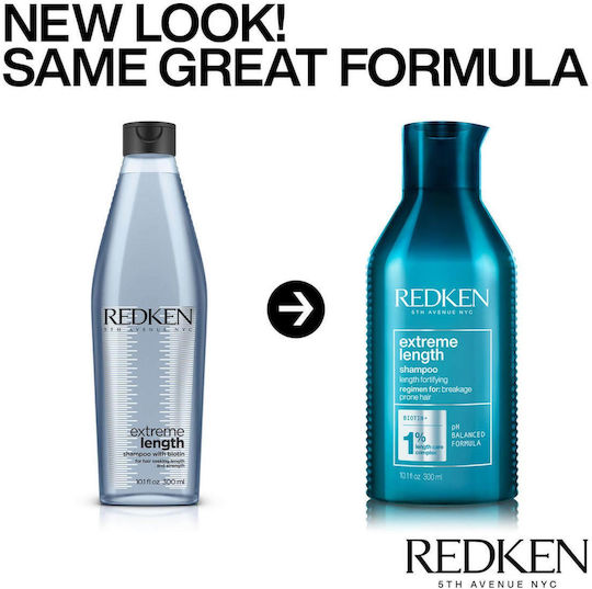 Redken Extreme Length Biotin + Shampoos Reconstruction/Nourishment for All Hair Types 300ml