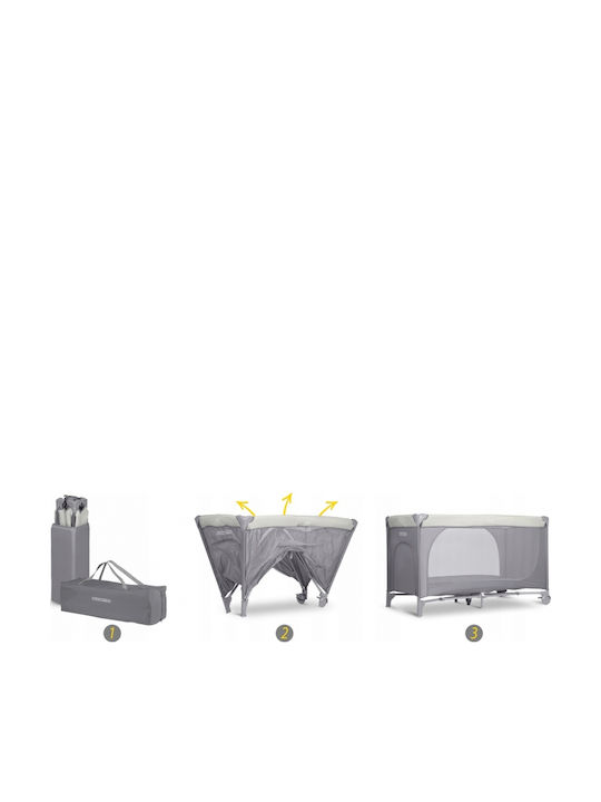 Ricokids RK-240 Παρκοκρέβατο με Στρώμα Γκρι 125x65cm
