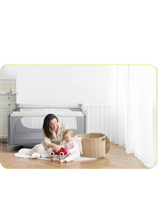 Ricokids RK-240 Παρκοκρέβατο με Στρώμα Γκρι 125x65cm