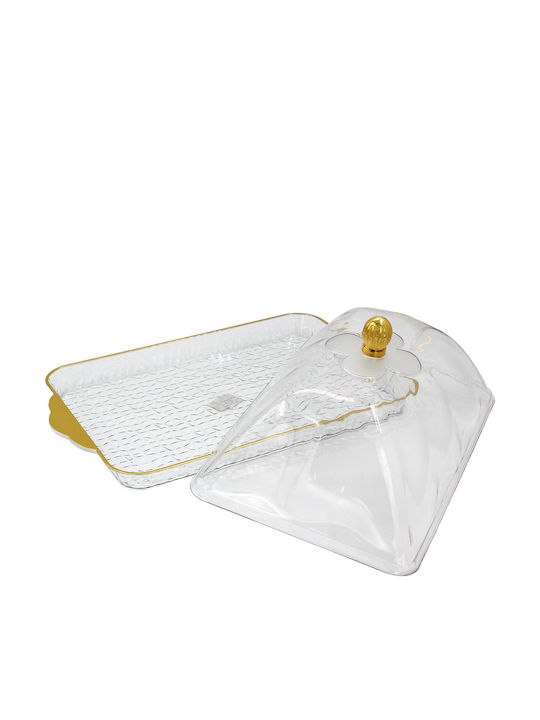 Keskor Tortieră Plastic cu Capac Auriu 46.5x28x16buc