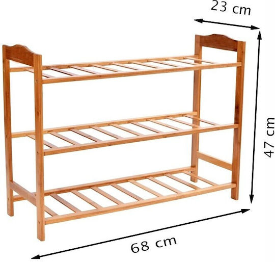 Offener Schuhschrank aus Bambus Beige B68xT23xH47cm