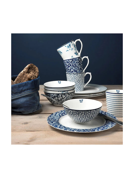 Laura Ashley Fine Bone China Cereal Serving Bowl Round made of Porcelain Sweet Alyssum Blueprint with Diameter 13cm