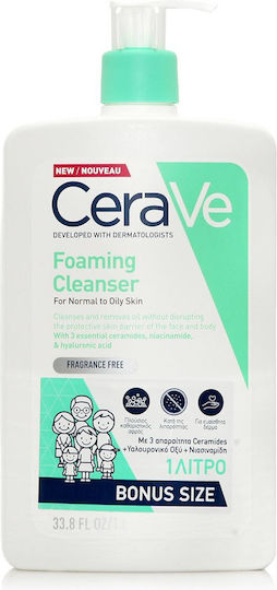 CeraVe Foaming Gel Normal To Oily Shower Gel with Ceramides for Nourishing 1000ml