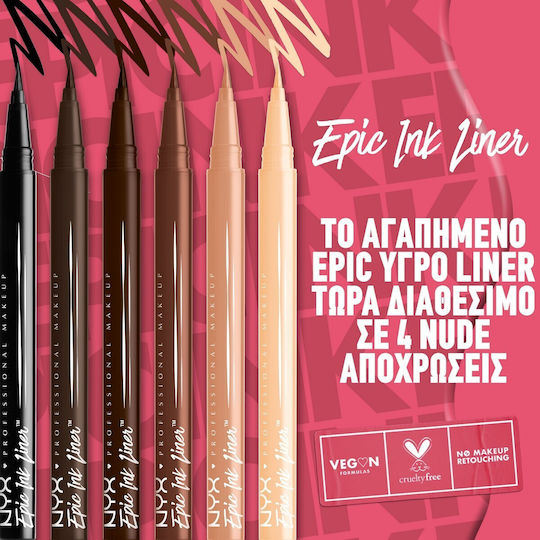 NYX Professional Makeup Epic Ink Waterproof & Long Stay Pen Eye Liner 05 Graham Cracker 1ml
