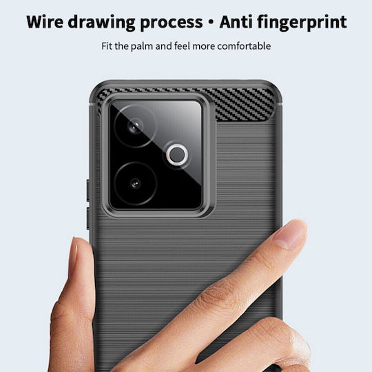 Mofi Brushed Carbon Задна корица Силикон Черен (Realme GT 7)