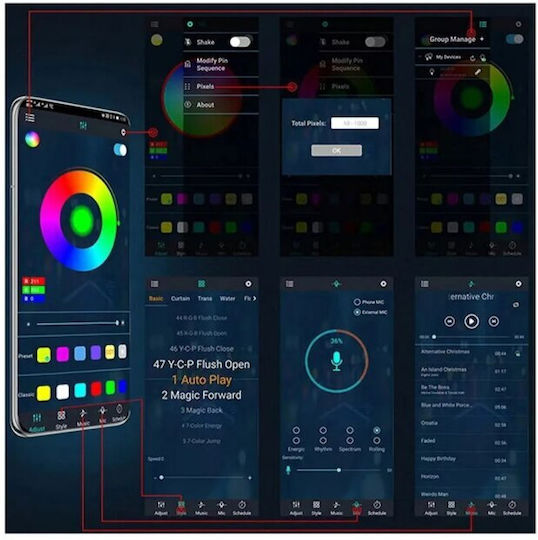 Inele de lumină LED RGB pentru roți Idealstore Btt App 12V Tensiune
