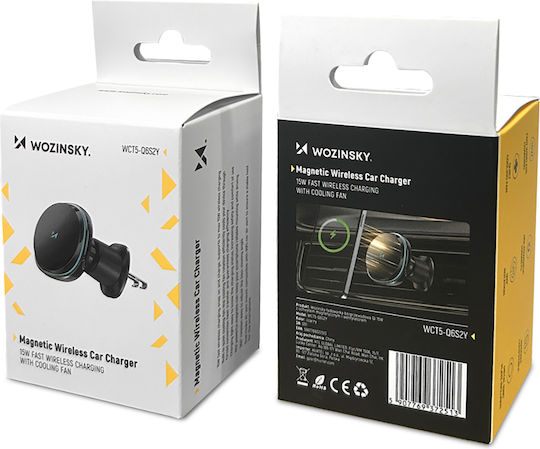 Wozinsky Car Mobile Mount with Adjustable Hooks and Wireless Charging Black