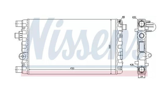 Nissens Engine Cooling Radiator Fiat Seicento 600 1.1 Height 450mm Width 285mm Thickness 34mm Aluminum Plastic Manual