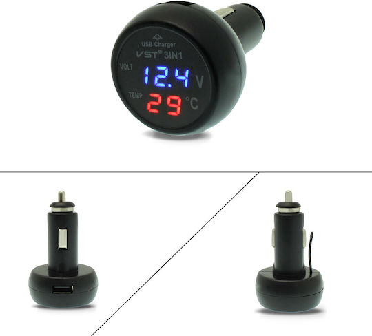 Car Lighter Voltmeter Digital Instrument 45mm Car Charger, Voltmeter & Car Thermometer AU-AC-5001