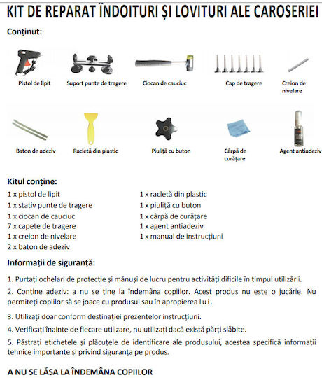 Komplettes Karosserie-Dellen-Reparaturset von Idealstore Ideal für eine erfolgreiche Reparatur