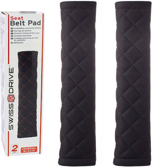 Swiss Drive Set of 2pcs Car Seat Belt Pads Black