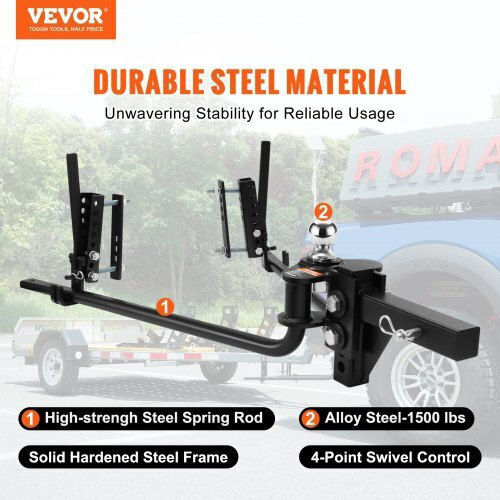 Vevor 1,500lb Weight Distribution Hitch 2-5/16 In Ball 2-in Shank