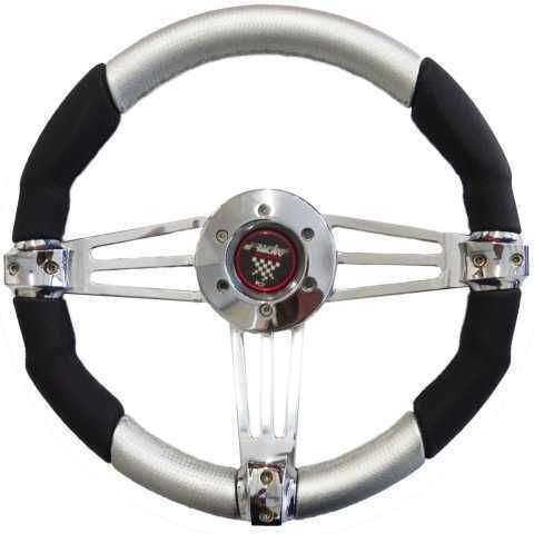 Simoni Racing Volan Auto Arcadia Din Piele cu Diametru 35cm Negru/Argintiu