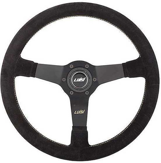 Luisi Mirage Suet Three Spoke Car Steering Wheel with 35cm Diameter Black/Black