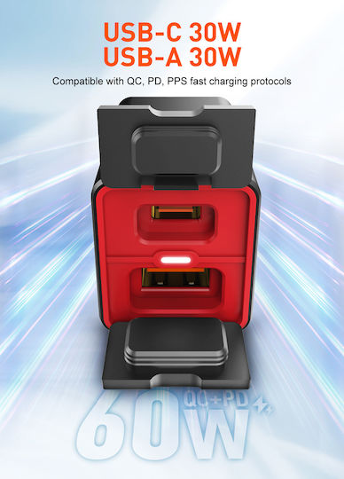 Ldnio Încărcător pentru Motocicletă cu Porturi: 1xUSB & 1xType-C