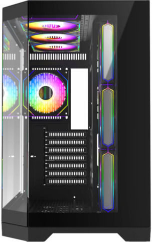 GameMax HYPE-A Геймърско бюро Midi Tower Компютърна кутия със страничен прозорец Черен