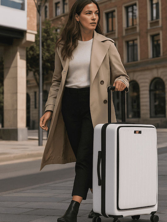 CAT Großer Hart-Reisekoffer Weiß mit 4 Rädern Höhe 81cm