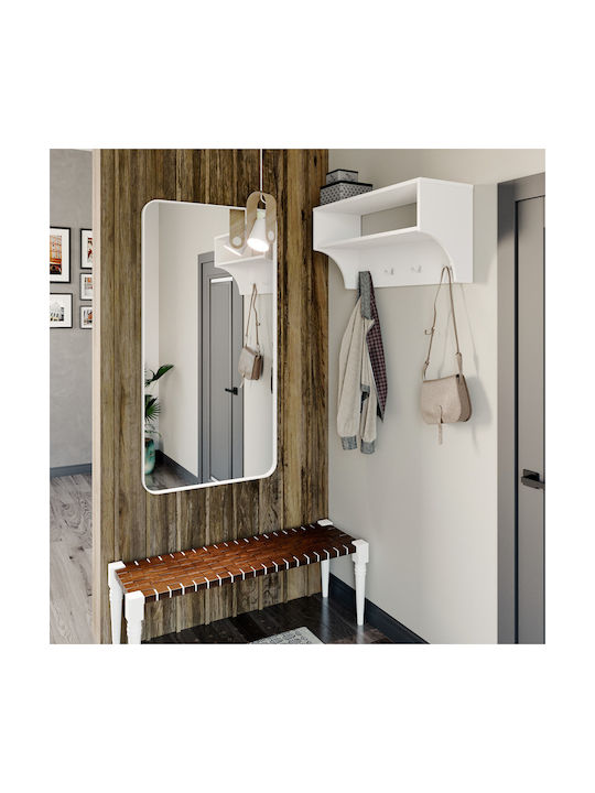 Pakketo Wall Hanger Crosta Wooden 8 Hooks White 80x8x28cm