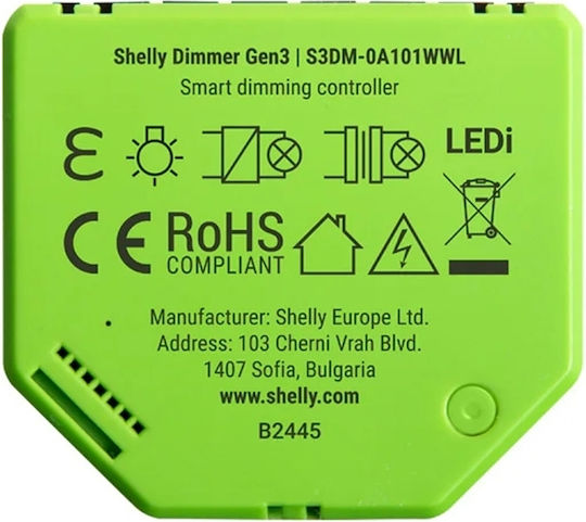 Shelly Gen3 Energy Analyzer Electric Panel Analog Single Phase Wi-Fi Bluetooth Zigbee Google Home Alexa Samsung SmartThings Matter Shelly Shelly_Dimmer_Gen3