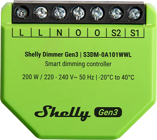 Shelly Gen3 Energy Analyzer Electric Panel Analog Single Phase Wi-Fi Bluetooth Zigbee Google Home Alexa Samsung SmartThings Matter Shelly Shelly_Dimmer_Gen3