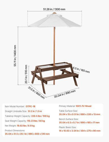 Vevor Tabelle für Camping Klappbar Beige