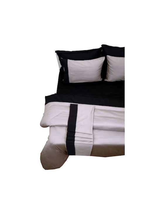 Anna Riska Duvet Cover Cotton Satin Queen 220x240 Luxury Bicolour Grey / Black