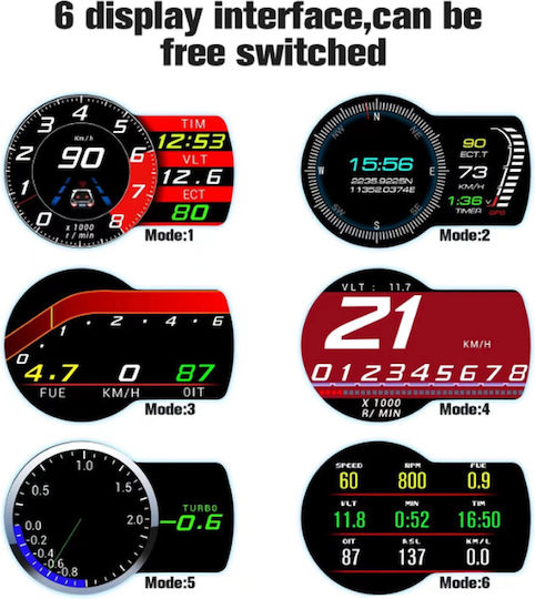 Цифров Инструмент Брояч На Оборотите, Скоростомер, OBD2, Head Up Display, Температура На Водата, Температура На Маслото И Въздух-Гориво За Поставяне В Информационно Табло